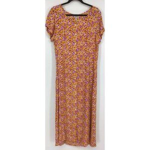 KOMIL Dress Large Orange Floral Shift Vintage New
